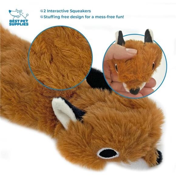 2-in-1 Fun Skin Stuffless Dog Squeaky Toy Fox & Raccoon - Picture 4 of 7